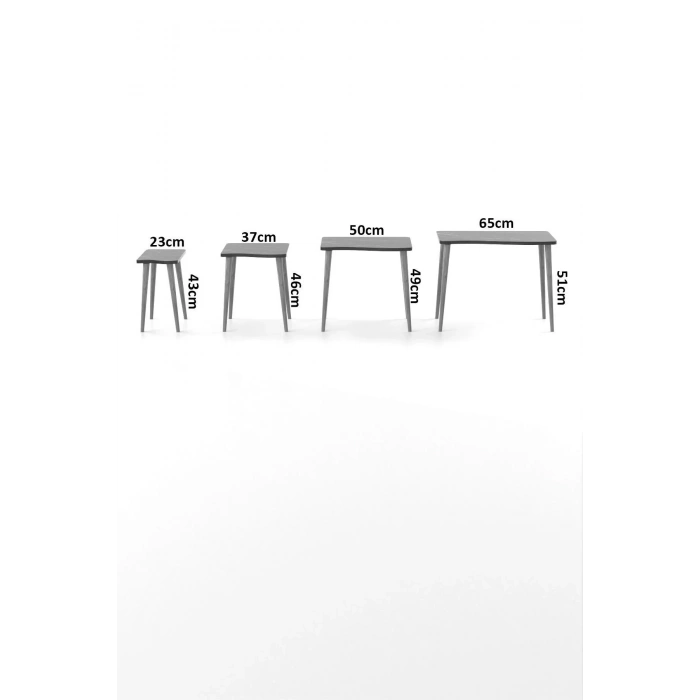 USLUCAN ALIŞVERİŞ Zigon Sehpa Ahşap 4lü Krem KR