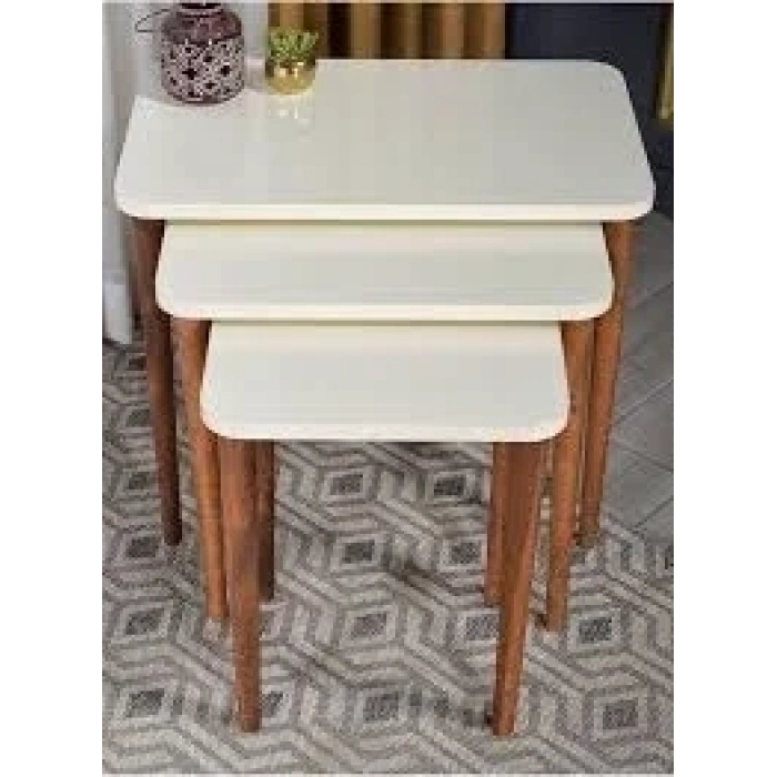 USLUCAN ALIŞVERİŞ Zigon Sehpa Ahşap KR Torna Ayak Krem