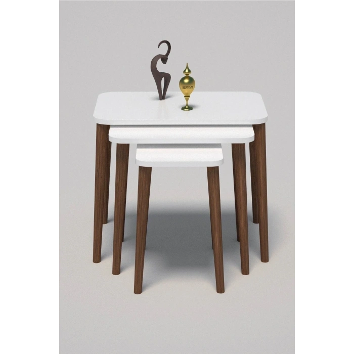 USLUCAN ALIŞVERİŞ Zigon Sehpa Ahşap Torna Ayak Beyaz Kr