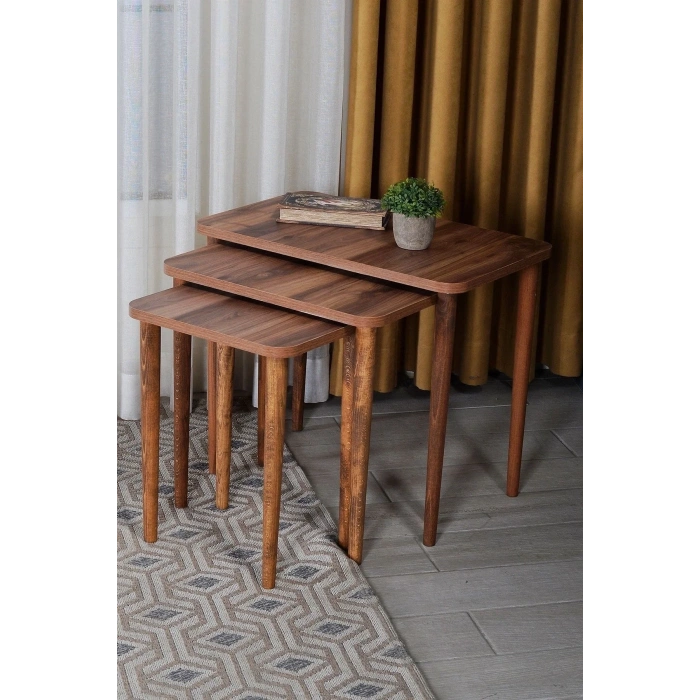 USLUCAN ALIŞVERİŞ Zigon Sehpa Ahşap Torna Ayak Ceviz Kr 2067