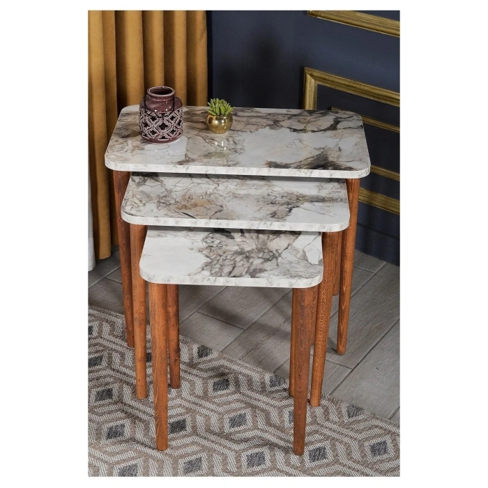 USLUCAN ALIŞVERİŞ Zigon Sehpa Ahşap Torna Ayak Kare -1002