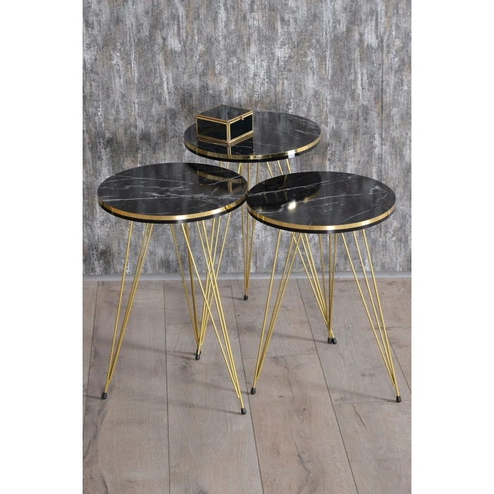 USLUCAN ALIŞVERİŞ Zigon Sehpa Çift Gold Bendir Tel