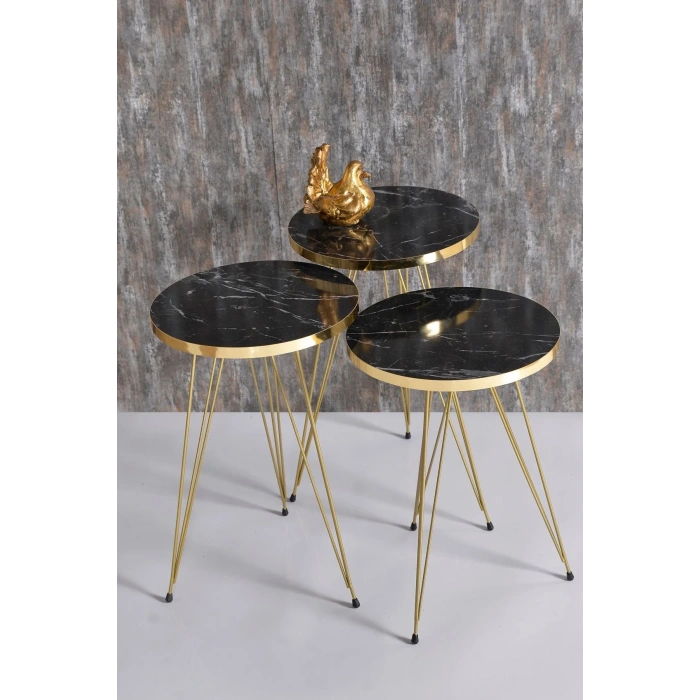 USLUCAN ALIŞVERİŞ Zigon Sehpa Gold Bendir Tel