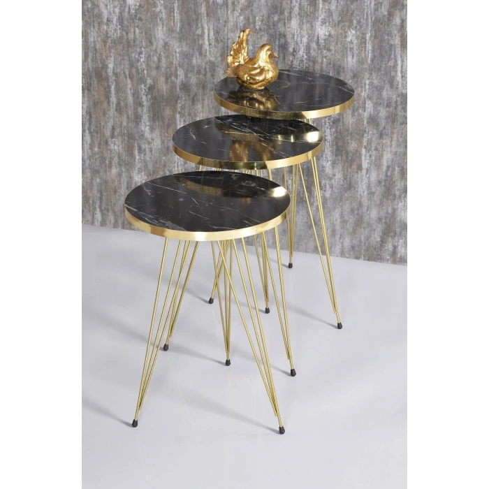 USLUCAN ALIŞVERİŞ Zigon Sehpa Gold Bendir Tel 1045