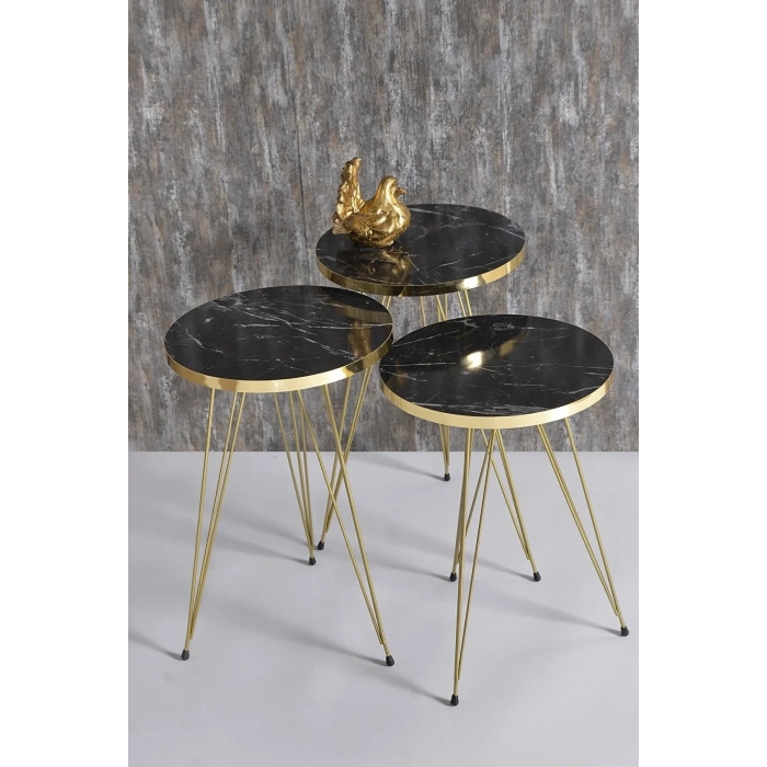 USLUCAN ALIŞVERİŞ Zigon Sehpa Gold Bendir Tel Ayak