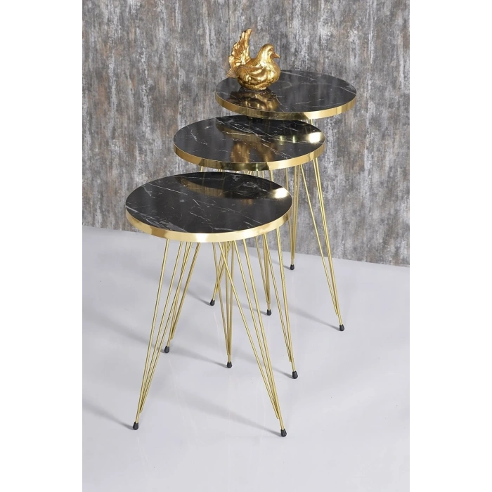 USLUCAN ALIŞVERİŞ Zigon Sehpa Gold Bendir Tel Ayak