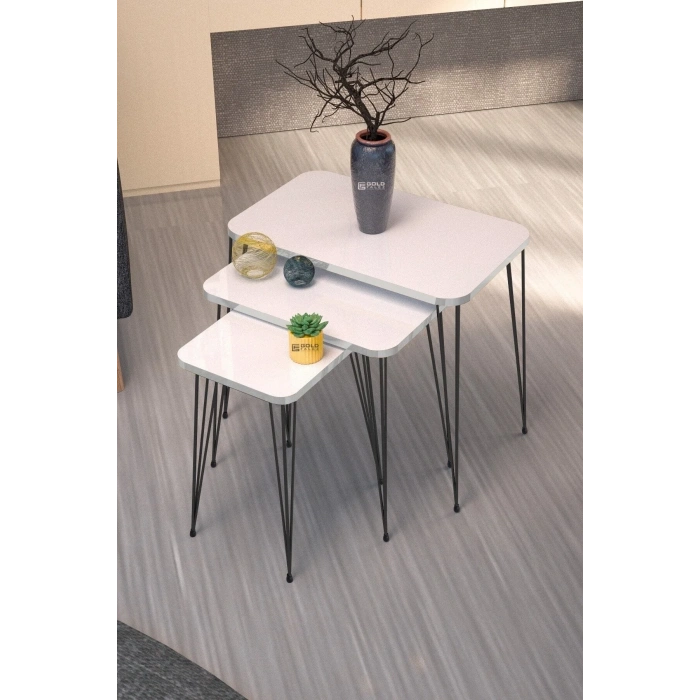 USLUCAN ALIŞVERİŞ Zigon Sehpa Kr Beyaz Tel