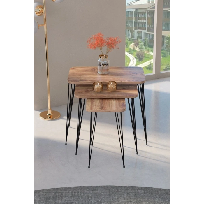 USLUCAN ALIŞVERİŞ Zigon Sehpa Kr Ceviz Tel