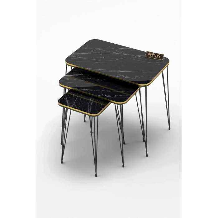 USLUCAN ALIŞVERİŞ Zigon Sehpa Kr Çift Bendir Tel Siyah Ayak