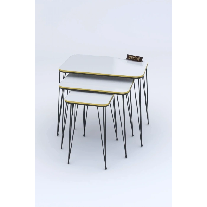 USLUCAN ALIŞVERİŞ Zigon Sehpa Kr Çift Beyaz Tel Siyah Ayak