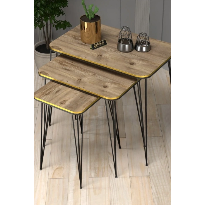 USLUCAN ALIŞVERİŞ Zigon Sehpa Kr Çift Ceviz Tel Siyah Ayak