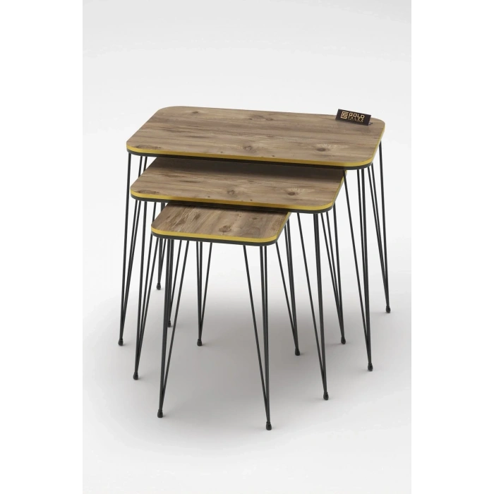 USLUCAN ALIŞVERİŞ Zigon Sehpa Kr Çift Ceviz Tel Siyah Ayak