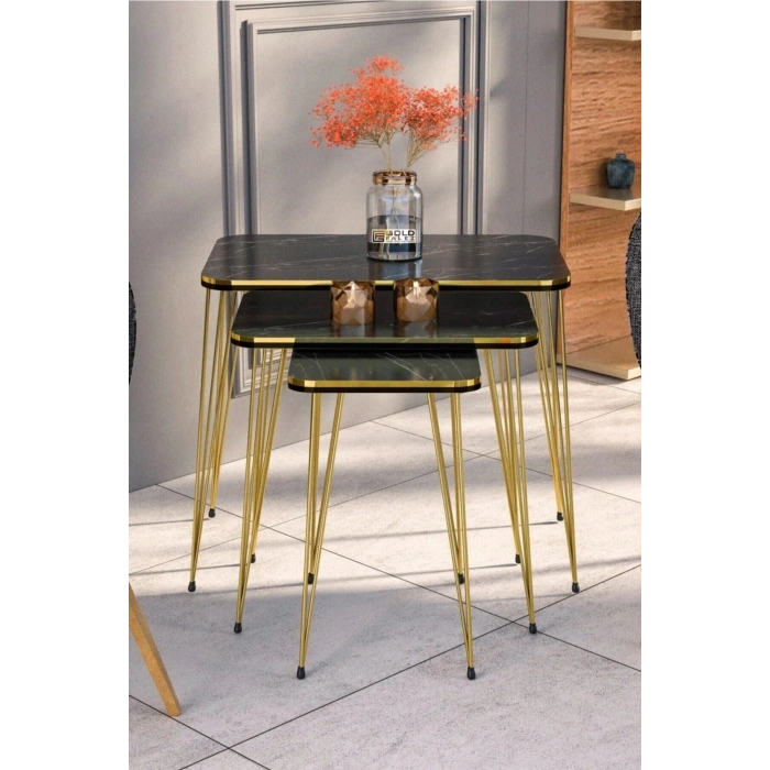 USLUCAN ALIŞVERİŞ Zigon Sehpa Kr Çift Gold Bendir Tel