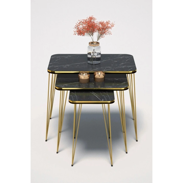 USLUCAN ALIŞVERİŞ Zigon Sehpa Kr Çift Gold Bendir Tel