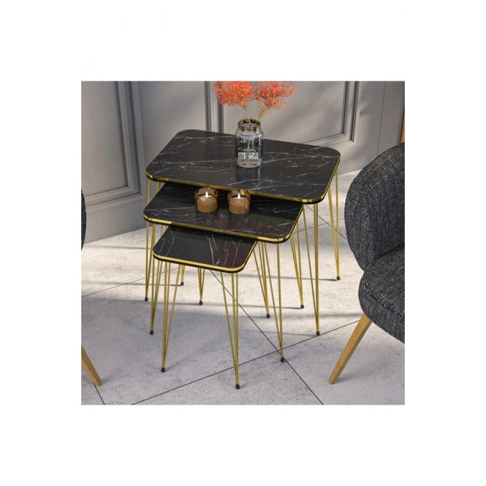 USLUCAN ALIŞVERİŞ Zigon Sehpa Kr Çift Gold Bendir Tel