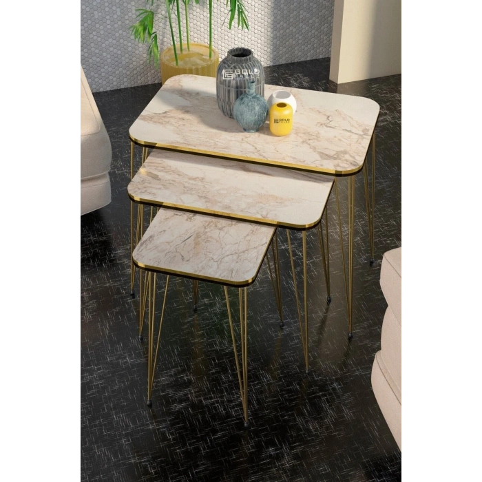 USLUCAN ALIŞVERİŞ Zigon Sehpa Kr Çift Gold Efes Tel