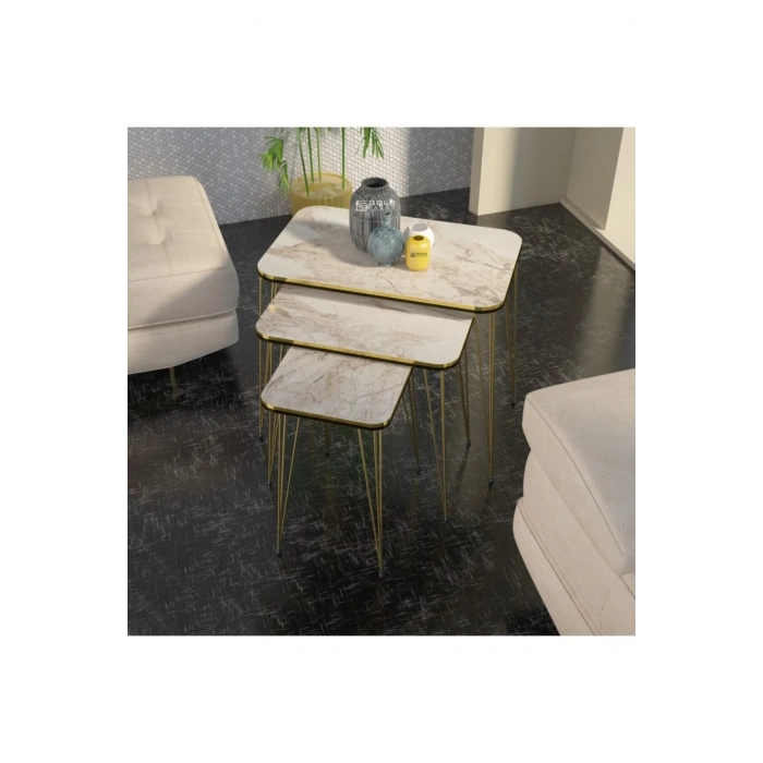 USLUCAN ALIŞVERİŞ Zigon Sehpa Kr Çift Gold Efes Tel