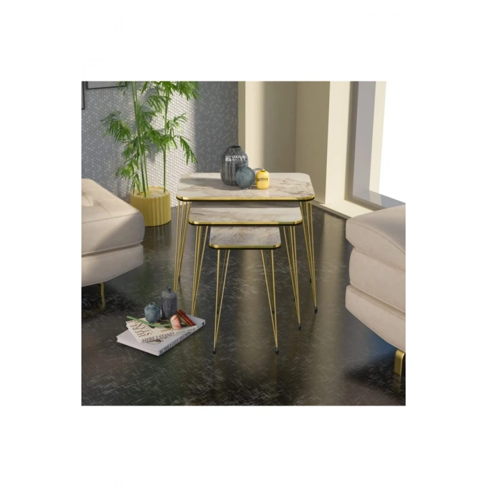 USLUCAN ALIŞVERİŞ Zigon Sehpa Kr Çift Gold Efes Tel