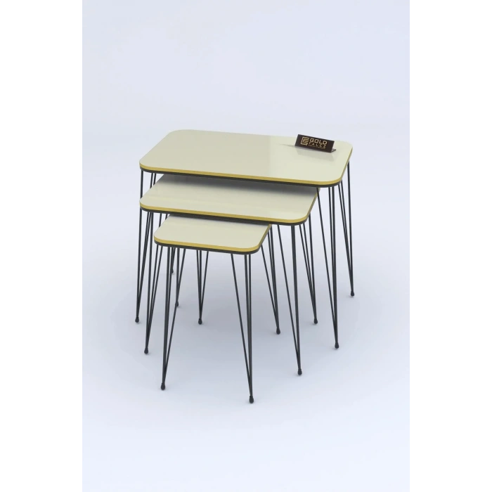 USLUCAN ALIŞVERİŞ Zigon Sehpa Kr Çift Krem Tel Siyah Ayak