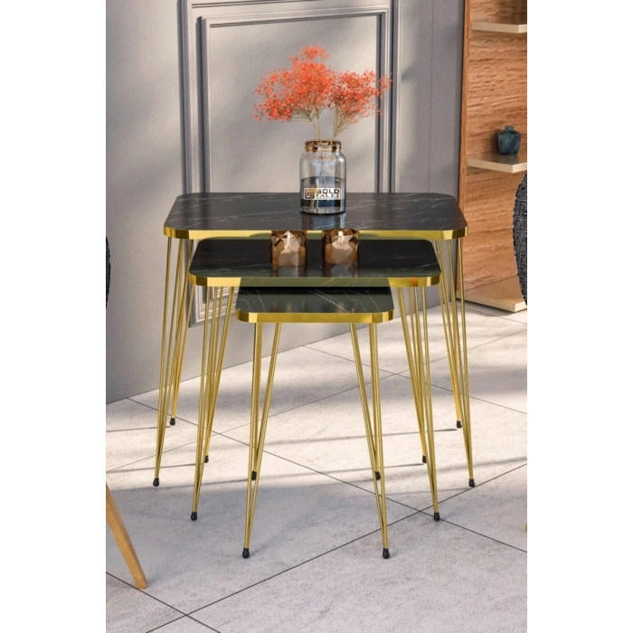 USLUCAN ALIŞVERİŞ Zigon Sehpa Kr Gold Bendir Tel