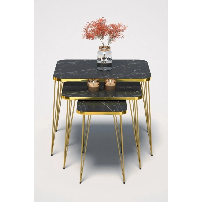 USLUCAN ALIŞVERİŞ Zigon Sehpa Kr Gold Bendir Tel