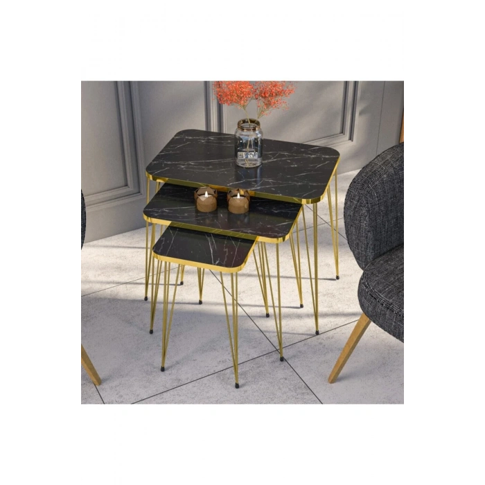 USLUCAN ALIŞVERİŞ Zigon Sehpa Kr Gold Bendir Tel