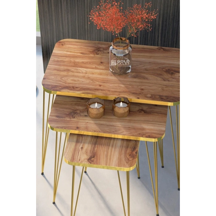 USLUCAN ALIŞVERİŞ Zigon Sehpa Kr Gold Ceviz Tel