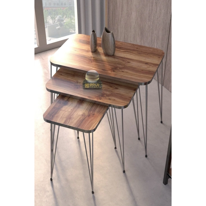 USLUCAN ALIŞVERİŞ Zigon Sehpa Kr Gümüş Ceviz Tel