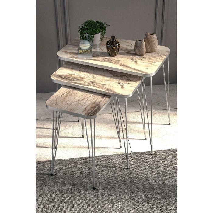 USLUCAN ALIŞVERİŞ Zigon Sehpa Kr Gümüş Efes Tel