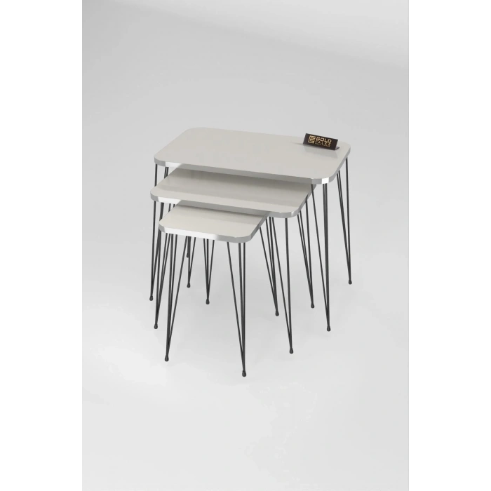 USLUCAN ALIŞVERİŞ Zigon Sehpa Kr Gümüş Krem Tel Siyah Ayak