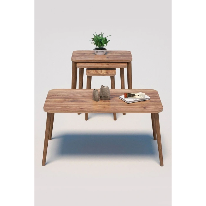 USLUCAN ALIŞVERİŞ Zigon Sehpa Kr Ve Orta Sehpa Kr Torna Set Ceviz