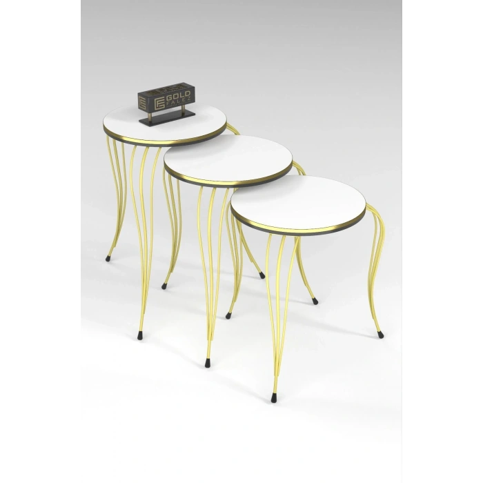 USLUCAN ALIŞVERİŞ ZİGON SEHPA LÜKENS ÇİFT GOLD BEYAZ