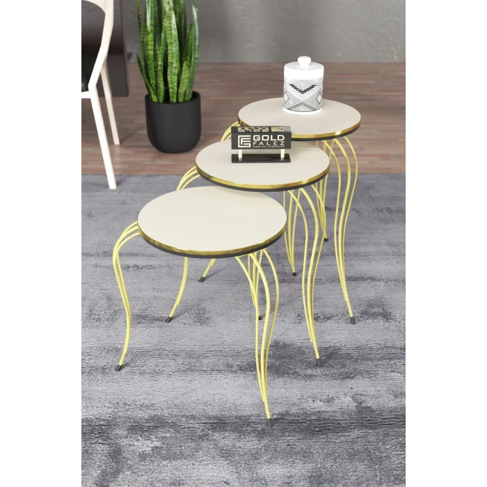 USLUCAN ALIŞVERİŞ ZİGON SEHPA LÜKENS ÇİFT GOLD KREM