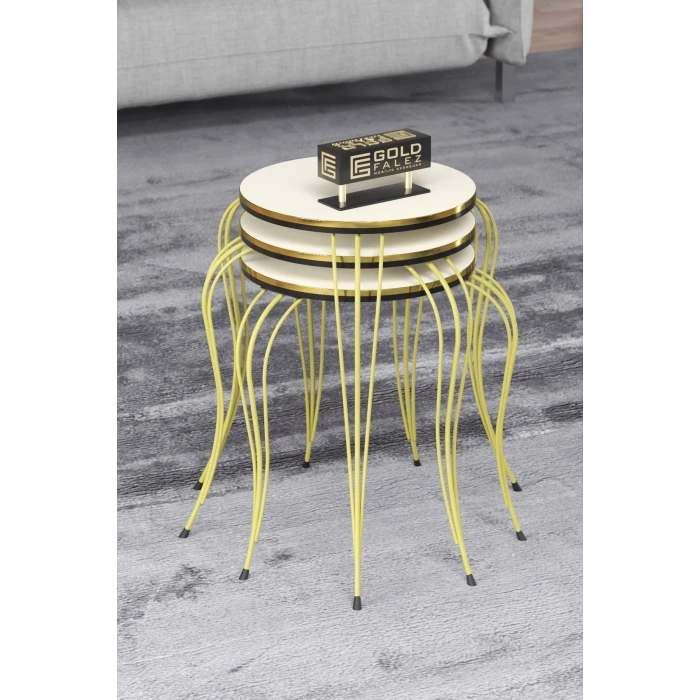 USLUCAN ALIŞVERİŞ ZİGON SEHPA LÜKENS ÇİFT GOLD KREM