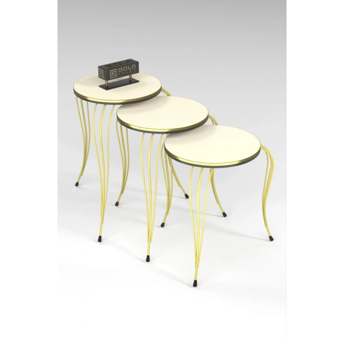 USLUCAN ALIŞVERİŞ ZİGON SEHPA LÜKENS ÇİFT GOLD KREM