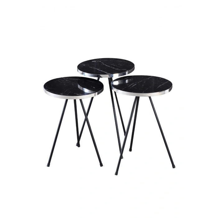 USLUCAN ALIŞVERİŞ Zigon Sehpa Siyah Tel Ayak Çift Altın Bendir