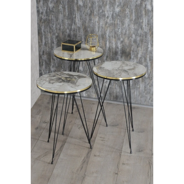 USLUCAN ALIŞVERİŞ Zigon Sehpa Siyah Tel Ayak Çift Altın Efes 1048