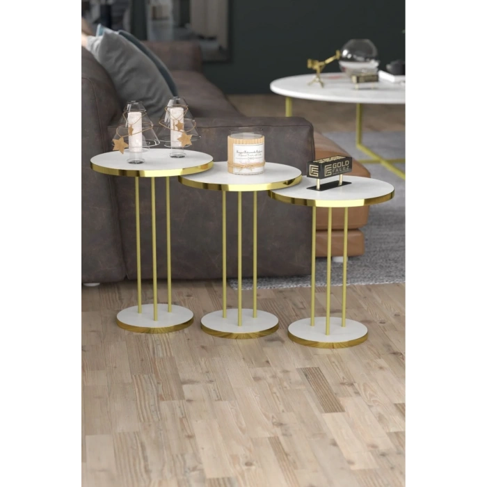 USLUCAN ALIŞVERİŞ Zigon Sehpa Terra Gold Beyaz