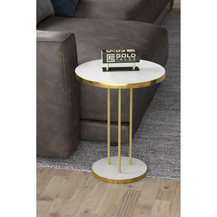 USLUCAN ALIŞVERİŞ Zigon Sehpa Terra Gold Beyaz