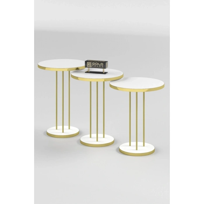 USLUCAN ALIŞVERİŞ Zigon Sehpa Terra Gold Beyaz