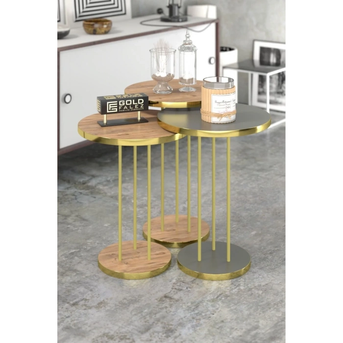 USLUCAN ALIŞVERİŞ Zigon Sehpa Terra Gold Ceviz Antrasit TRR01