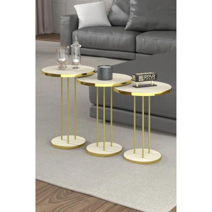 USLUCAN ALIŞVERİŞ Zigon Sehpa Terra Gold Krem