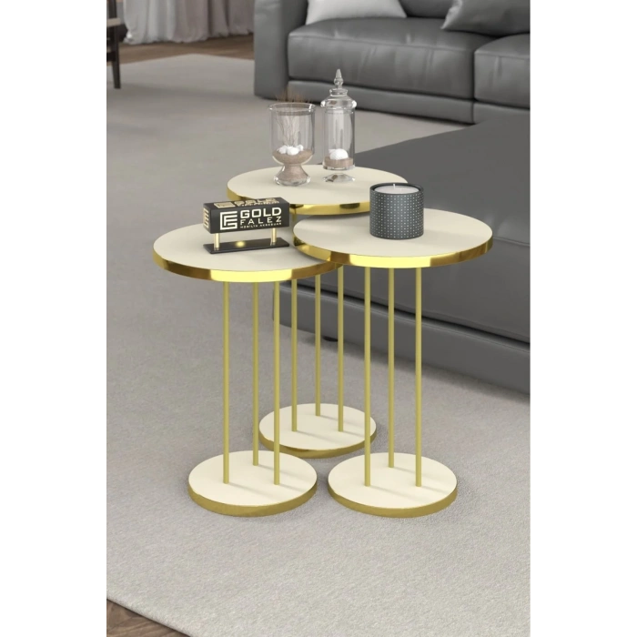 USLUCAN ALIŞVERİŞ Zigon Sehpa Terra Gold Krem