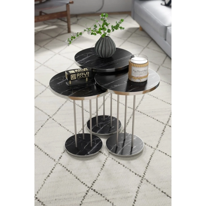 USLUCAN ALIŞVERİŞ Zigon Sehpa Terra Gümüş Bendir