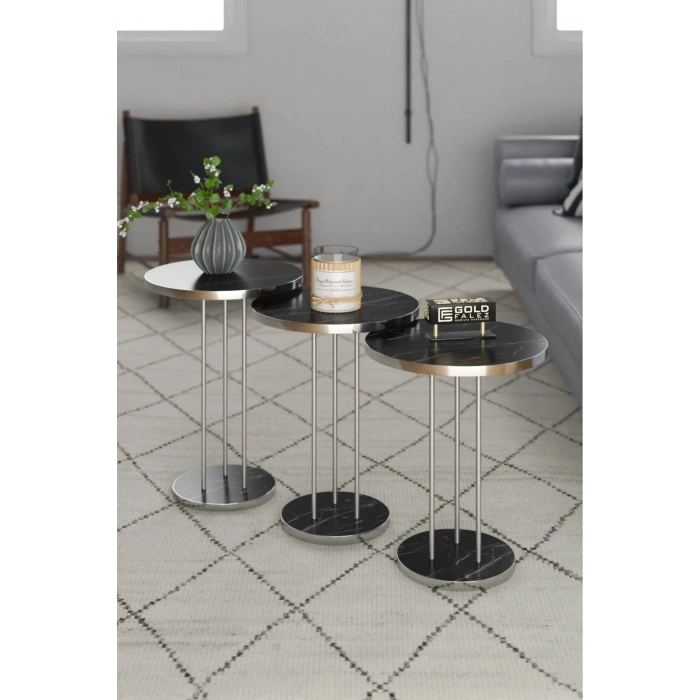 USLUCAN ALIŞVERİŞ Zigon Sehpa Terra Gümüş Bendir