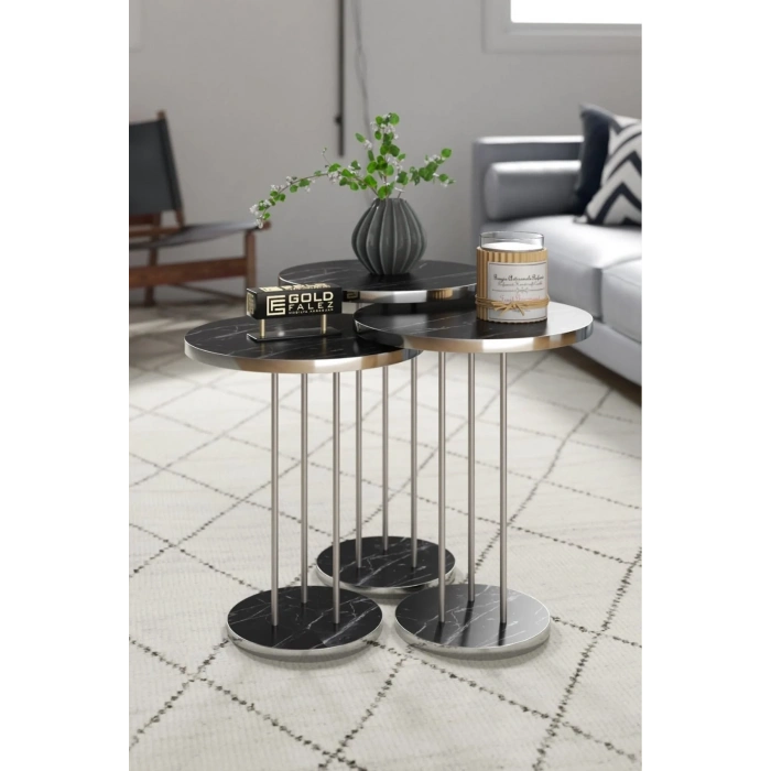 USLUCAN ALIŞVERİŞ Zigon Sehpa Terra Gümüş Bendir