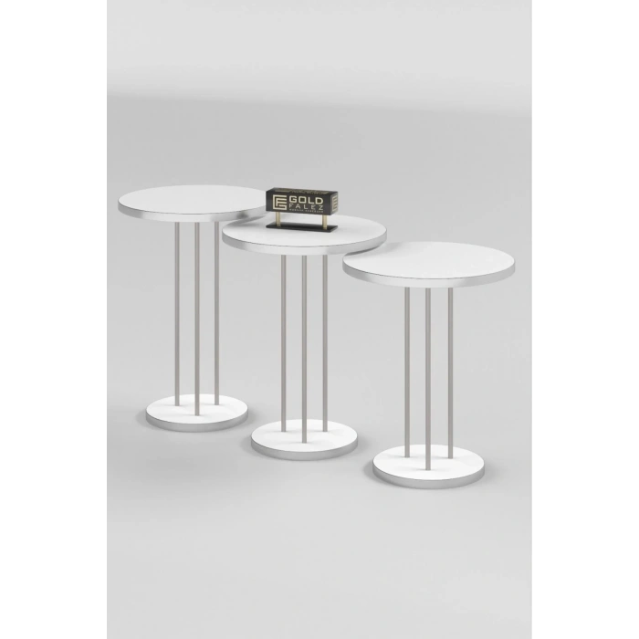 USLUCAN ALIŞVERİŞ Zigon Sehpa Terra Gümüş Beyaz