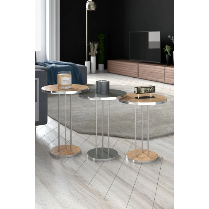 USLUCAN ALIŞVERİŞ Zigon Sehpa Terra Gümüş Ceviz Antrasit