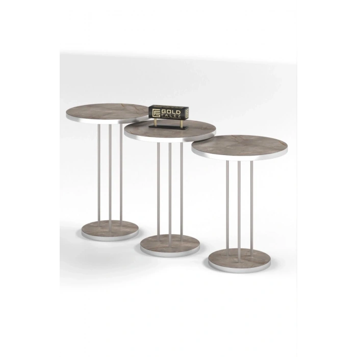 USLUCAN ALIŞVERİŞ Zigon Sehpa Terra Gümüş Gordion