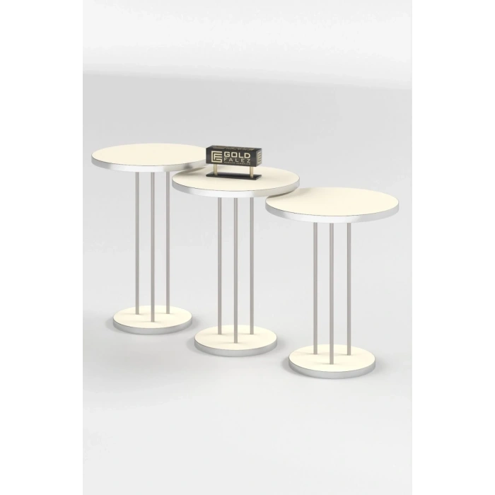 USLUCAN ALIŞVERİŞ Zigon Sehpa Terra Gümüş Krem